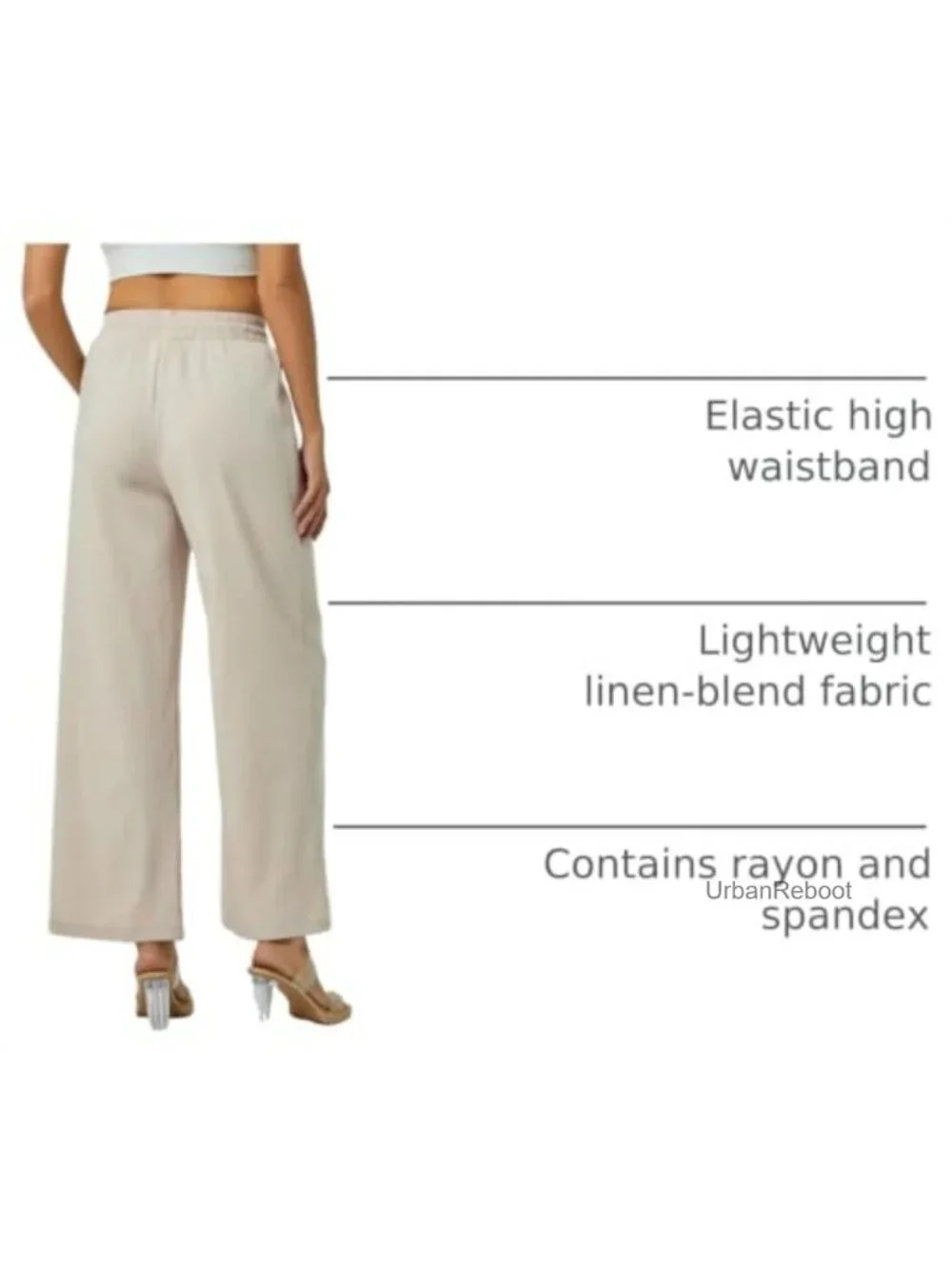 Womens Linen Wide Leg Pants High Waisted Drawstring Palazzo Lounge Pants with_3